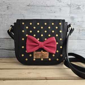 Disney Store Minnie Mouse Signature Black Faux Leather Crossbody Purse